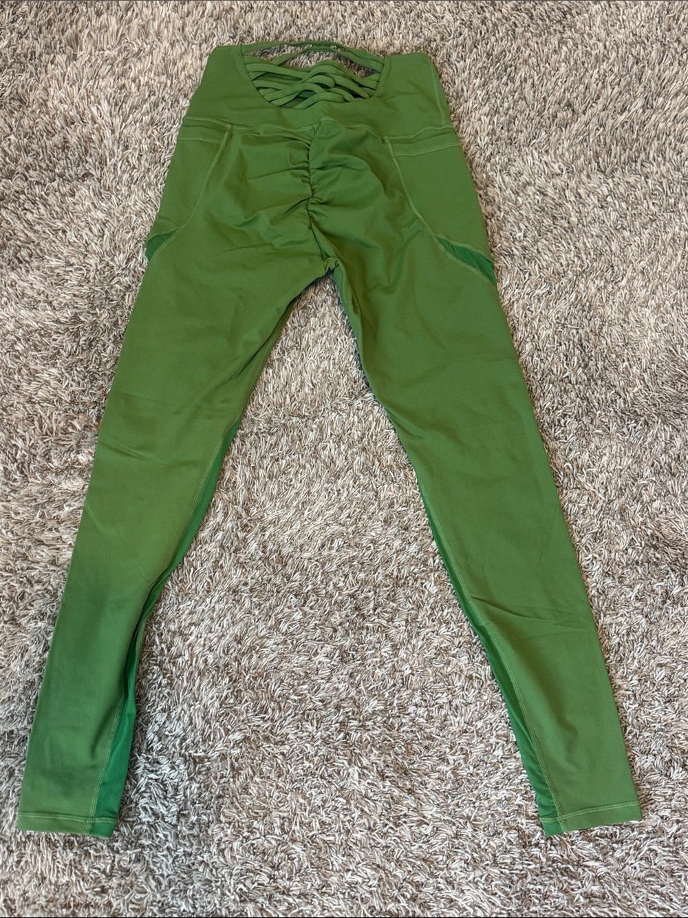 Green High-Waist Scrunch Leggings - Women